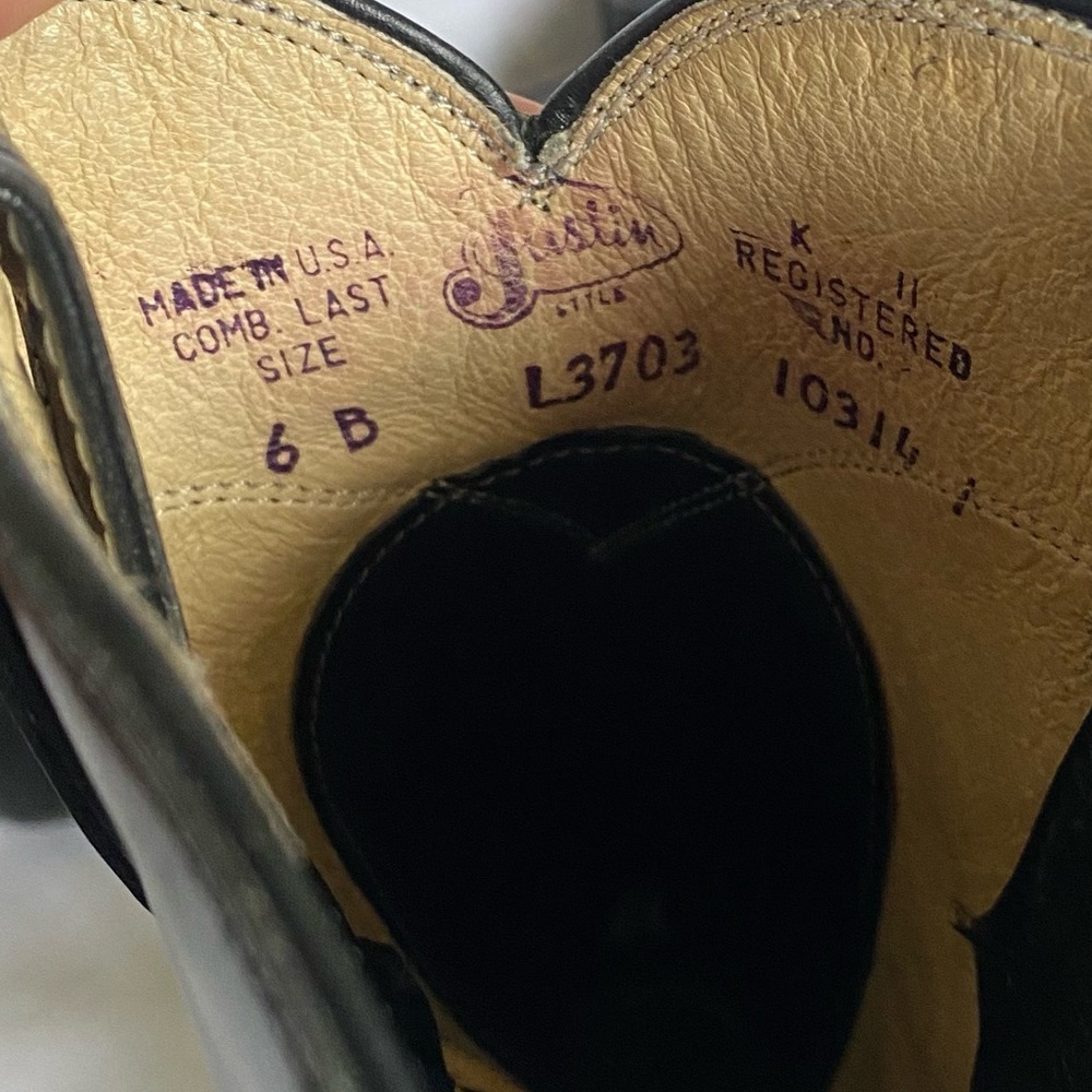 Justin Leather Roper Boots Black 6 - Picture 5 of 6